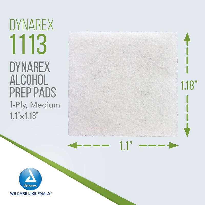 Dynarex Alcohol Prep Pads, Medium, Sterile - Box of 200