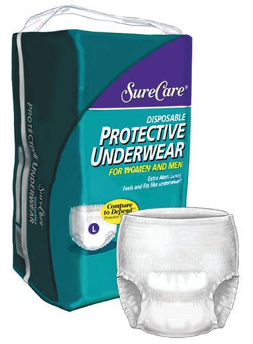 SureCare Underwear Disposable Medium 34 -46    (4 Pks/20 Per Case)