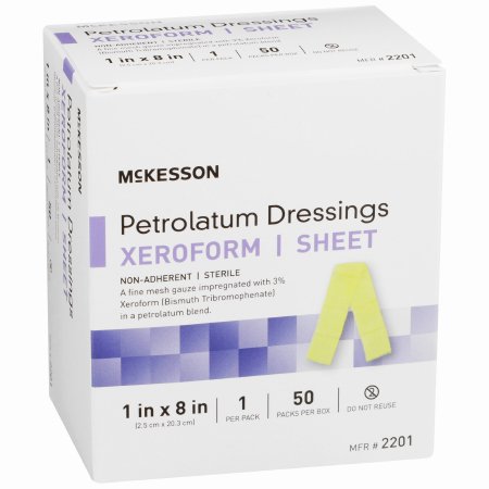Xeroform Petrolatum Dressing McKesson 1 X 8 Inch Gauze Bismuth Tribromophenate Sterile