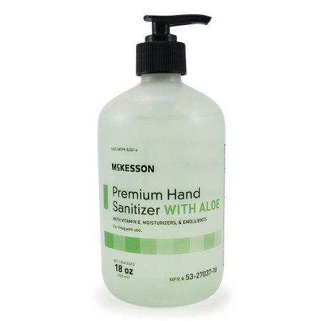 Hand Sanitizer with Aloe McKesson Premium 18 oz. Ethyl Alcohol Gel Pump Bottle | Medical Source.