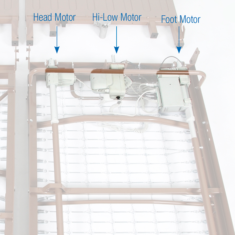 Dynarex 3-Motor Full Electric Hi/Low Homecare Bed w/ Full Rail & DynaRest Tri-Layer Foam Mattress