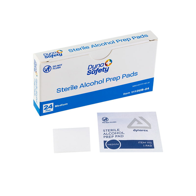 Dynarex DynaSafety Sterile Alcohol Prep Pads – Available in Medium Size (Various Quantities)