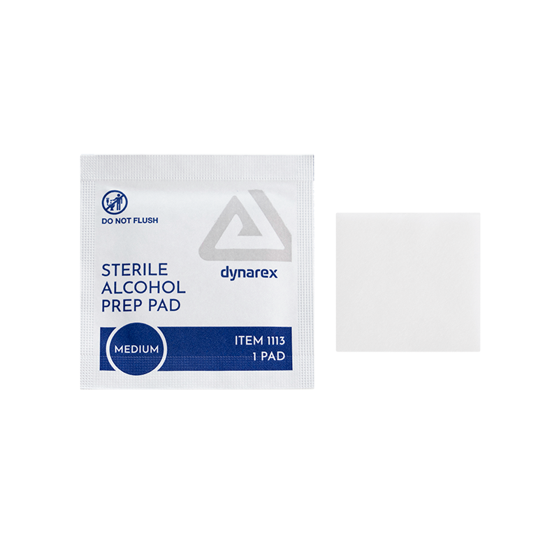 Dynarex DynaSafety Sterile Alcohol Prep Pads – Available in Medium Size (Various Quantities)