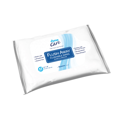 Dynarex Flushable Wipes - Alcohol-Free, pH-Balanced, Aloe-Infused, Various Quantities