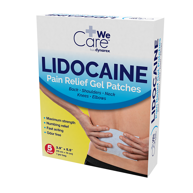 WeCare Lidocaine Pain Relief Gel Patch – Fast-Acting, Maximum Strength, 5 Patches per Box