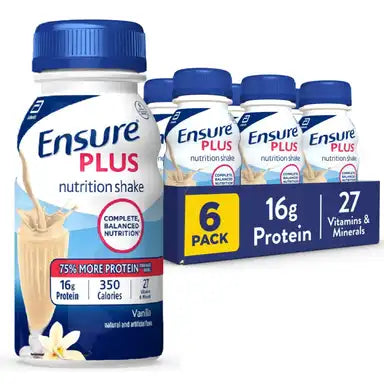 Ensure® Plus Nutrition Shake - Milk Chocolate, Strawberry & Vanilla Flavor, 8 oz Bottles