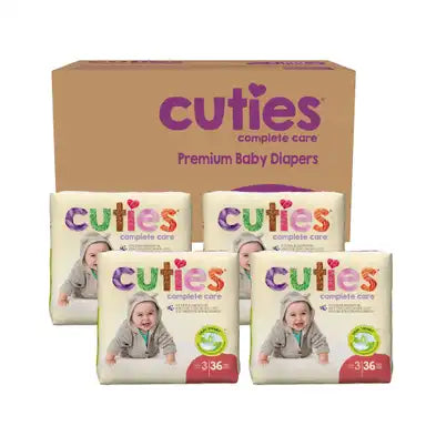 Cuties® Complete Care Unisex Baby Diapers - Disposable, Heavy Absorbency