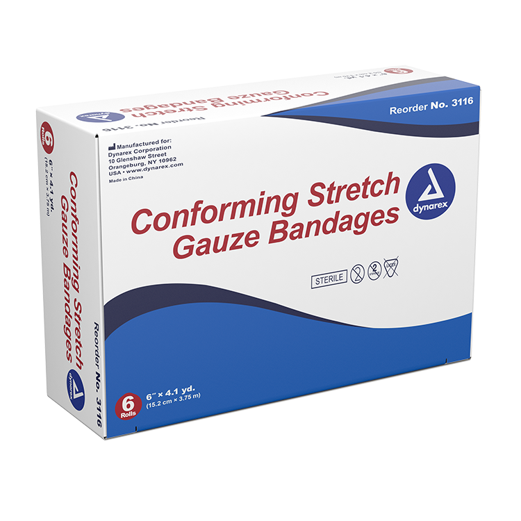 Dynarex Stretch Gauze Bandage Rolls – Non-Sterile & Sterile for Wound Care – Multiple Sizes