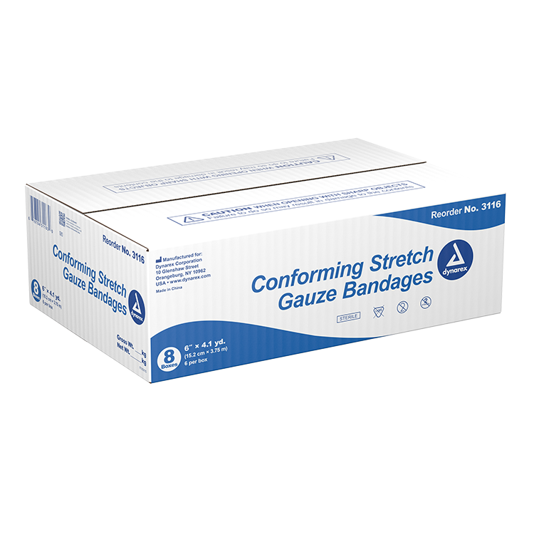 Dynarex Stretch Gauze Bandage Rolls – Non-Sterile & Sterile for Wound Care – Multiple Sizes