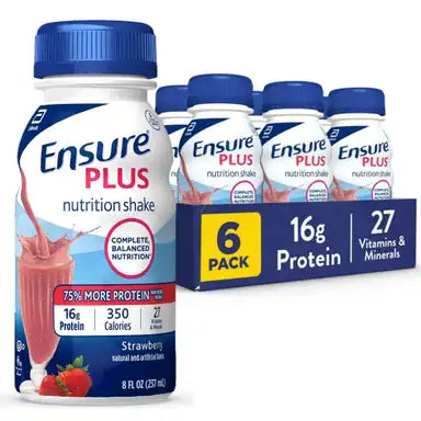 Ensure® Plus Nutrition Shake - Milk Chocolate, Strawberry & Vanilla Flavor, 8 oz Bottles