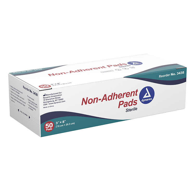 Dynarex Non-Adherent Sterile Pads - Available in 2"x3", 3"x4", 3"x8"