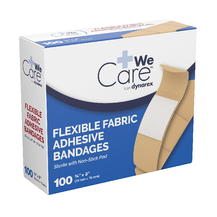 DynaSafety Adhesive Flexible Fabric Bandages – Sterile, Non-Stick, and Breathable - Multiple Sizes and Quantities