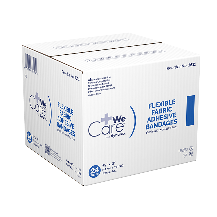 DynaSafety Adhesive Flexible Fabric Bandages – Sterile, Non-Stick, and Breathable - Multiple Sizes and Quantities