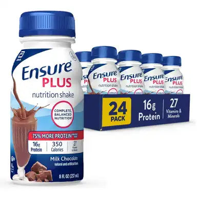 Ensure® Plus Nutrition Shake - Milk Chocolate, Strawberry & Vanilla Flavor, 8 oz Bottles