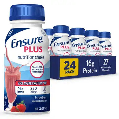 Ensure® Plus Nutrition Shake - Milk Chocolate, Strawberry & Vanilla Flavor, 8 oz Bottles