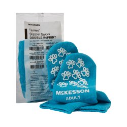 Slipper Socks McKesson Terries™ Teal,Above the Ankle