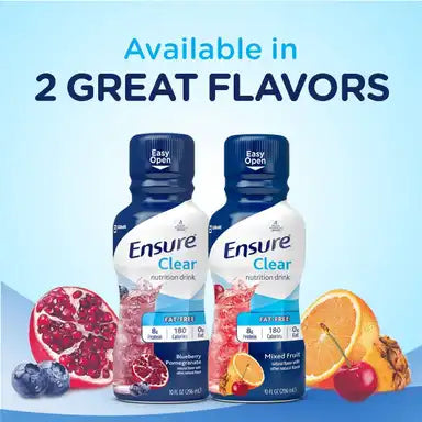 Ensure® Clear - Mixed Fruit & Blueberry Pomegranate Flavor, 10 oz Bottles