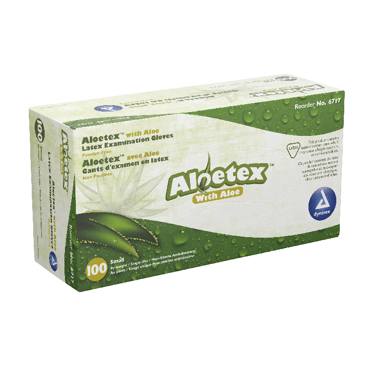 Dynarex Aloetex Latex Exam Gloves - Aloe-Coated