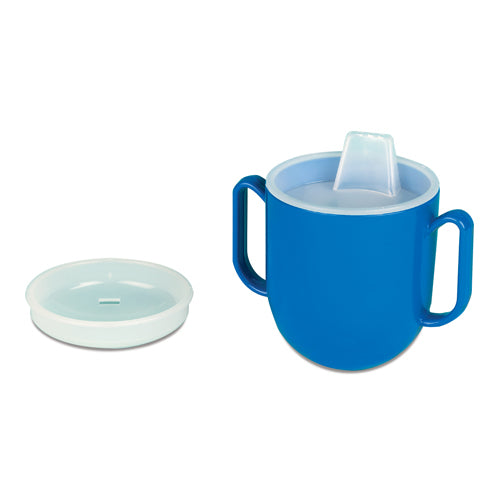 Two-Handled Spill-Proof Cup with Weighted Base and Lid, 6-1/2 oz for Pediatric Use