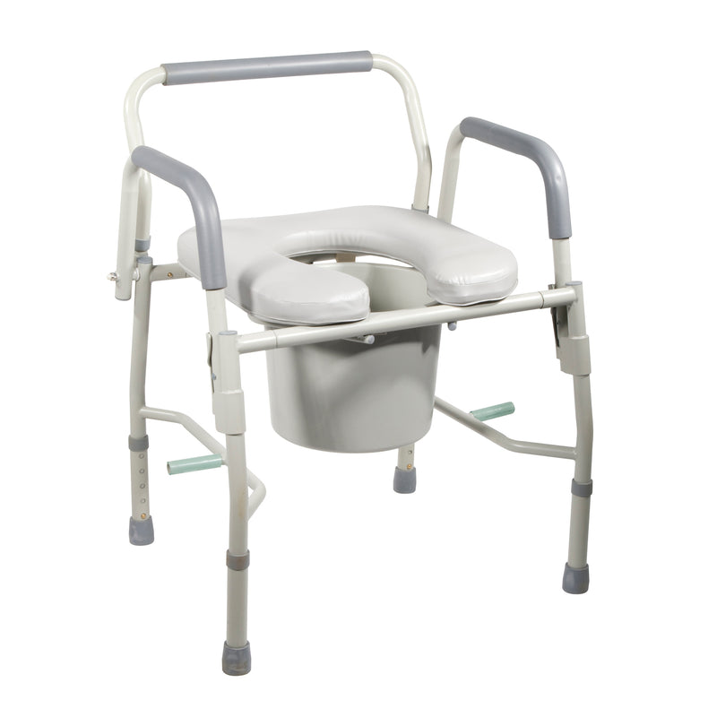 Commode Drop-Arm KD with Padded Open-Front Seat