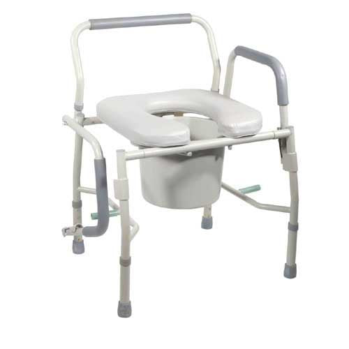 Commode Drop-Arm KD with Padded Open-Front Seat