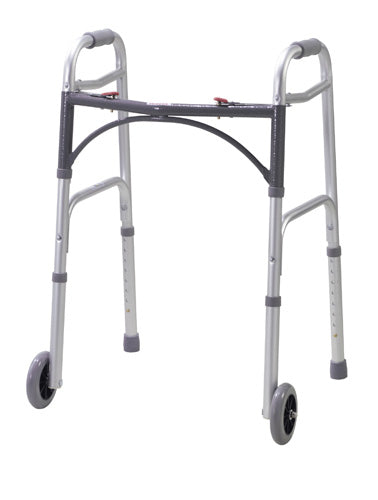 Drive Folding 2-Button Adult Walker with 5" Wheels Deluxe - Case of 4
