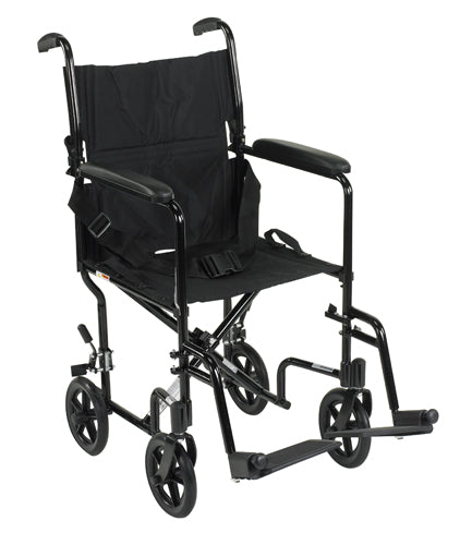 Lightweight Wheelchair Transport – 17" Seat, Black