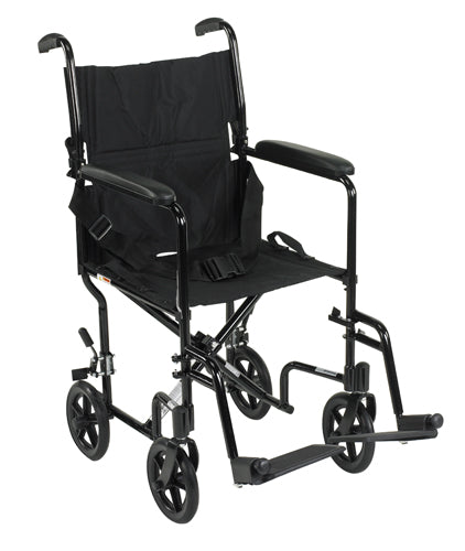 Drive Lightweight Transport Wheelchair, Blue, 19 in