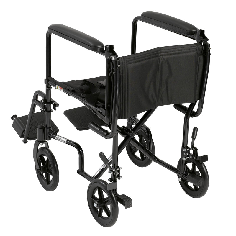 Drive Lightweight Transport Wheelchair, Black, 19 in