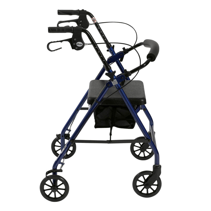 Drive Rollator 4-wheel With Pouch & Padded Seat Blue
