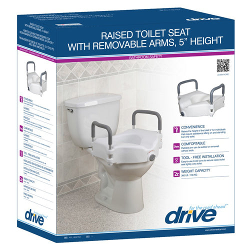 Drive Raised Toilet Seat with Lock & Padded Removable Arms