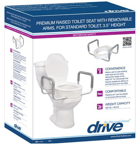 Drive Elevated Toilet Seat with Arms for Elongated Toilets
