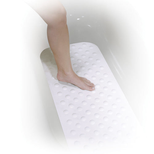 Large White Bathtub Safety Mat - 15.75" x 35.5" for Slip-Resistant Bathing