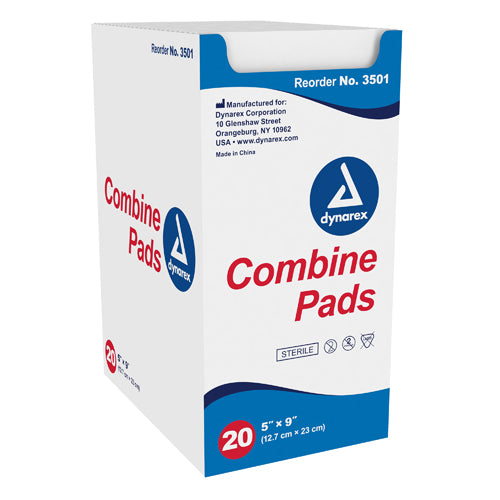 Dynarex Abd Combine Pad Sterile 5" x 9" - 1 Tray (20 Per Tray)