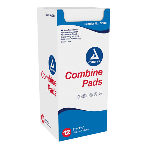 Dynarex Abd Combine Pad Sterile 8" x 7.5" - Box of 12