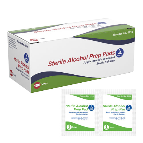 Dynarex Alcohol Prep Pads, Large - Box of 100