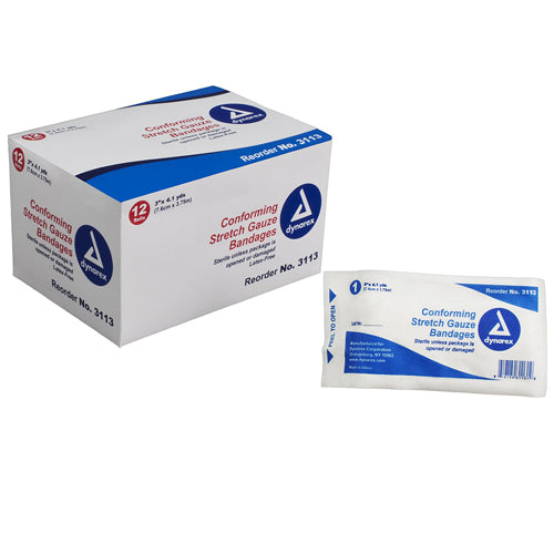 Dynarex Vital-Roll Conforming Gauze Sterile 3" x 131" - Pack of 12