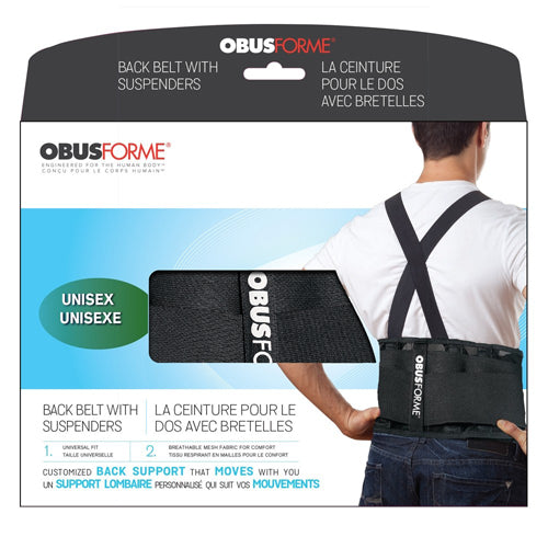 ObusForme Unisex Back Belt fits waist circumferences from 33 to 40 inches