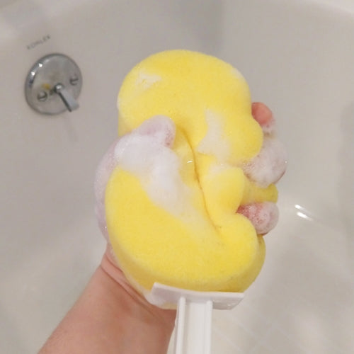 Long Handle Round Sponge for Easy Reaching and Bathing