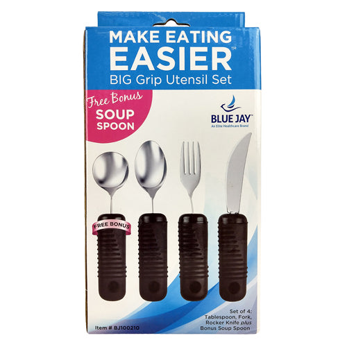 Make Eating Easier Big Grip Utensil Set  Blue Jay Brand