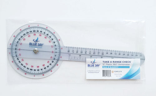 12" Plastic Goniometer – 360° Joint Angle Measurement Tool