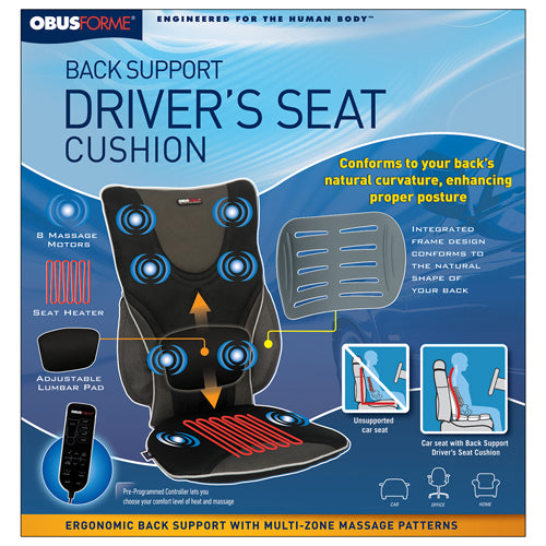 ObusForme Premium Driver's Seat Cushion with Heat and Massage