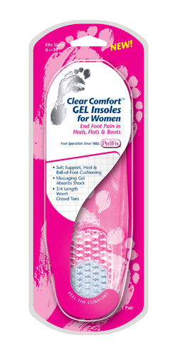 Clear Comfort Gel Insoles For Women (fits Sizes 6-10) Pair