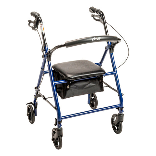 Drive Steel Rollator with 6" Wheels, Blue - Knocked Down