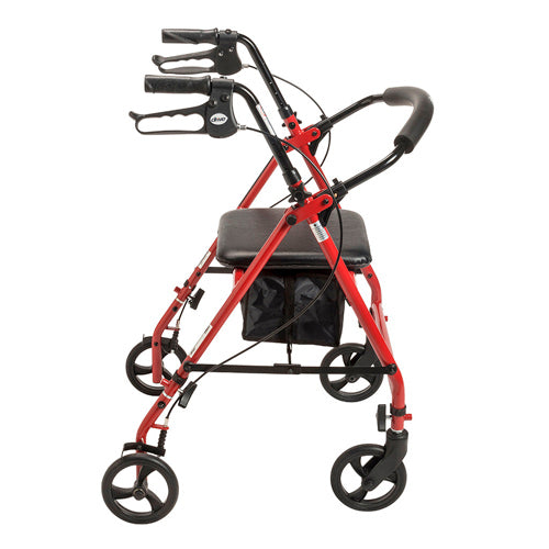 Drive Steel Rollator with 6-inch Wheels and Padded Seat - Red