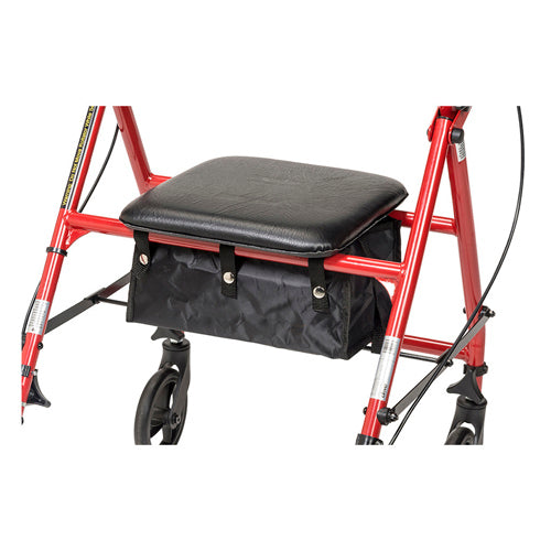 Drive Steel Rollator with 6-inch Wheels and Padded Seat - Red