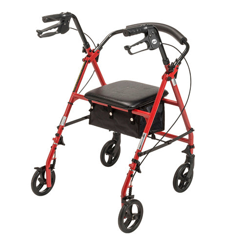 Steel Rollator, Red, with 6" Wheels - Knocked Down for Easy Assembly