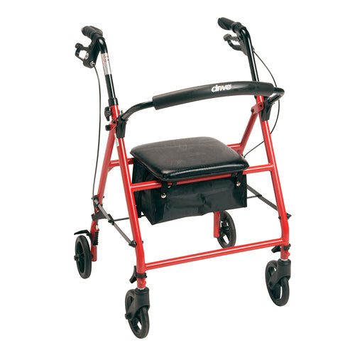 Steel Rollator, Red, with 6" Wheels - Knocked Down for Easy Assembly