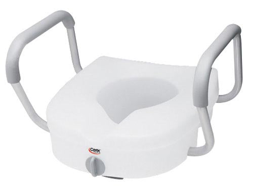 Carex E-Z Lock Toilet Seat with Arms - Adjustable Handle Width