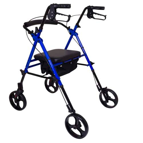 Aluminum Rollator, Height Adjustable - Blue